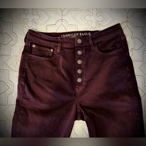 American Eagle Outfitters High Waist Women's Burgundy Skinny Jeans Size 12